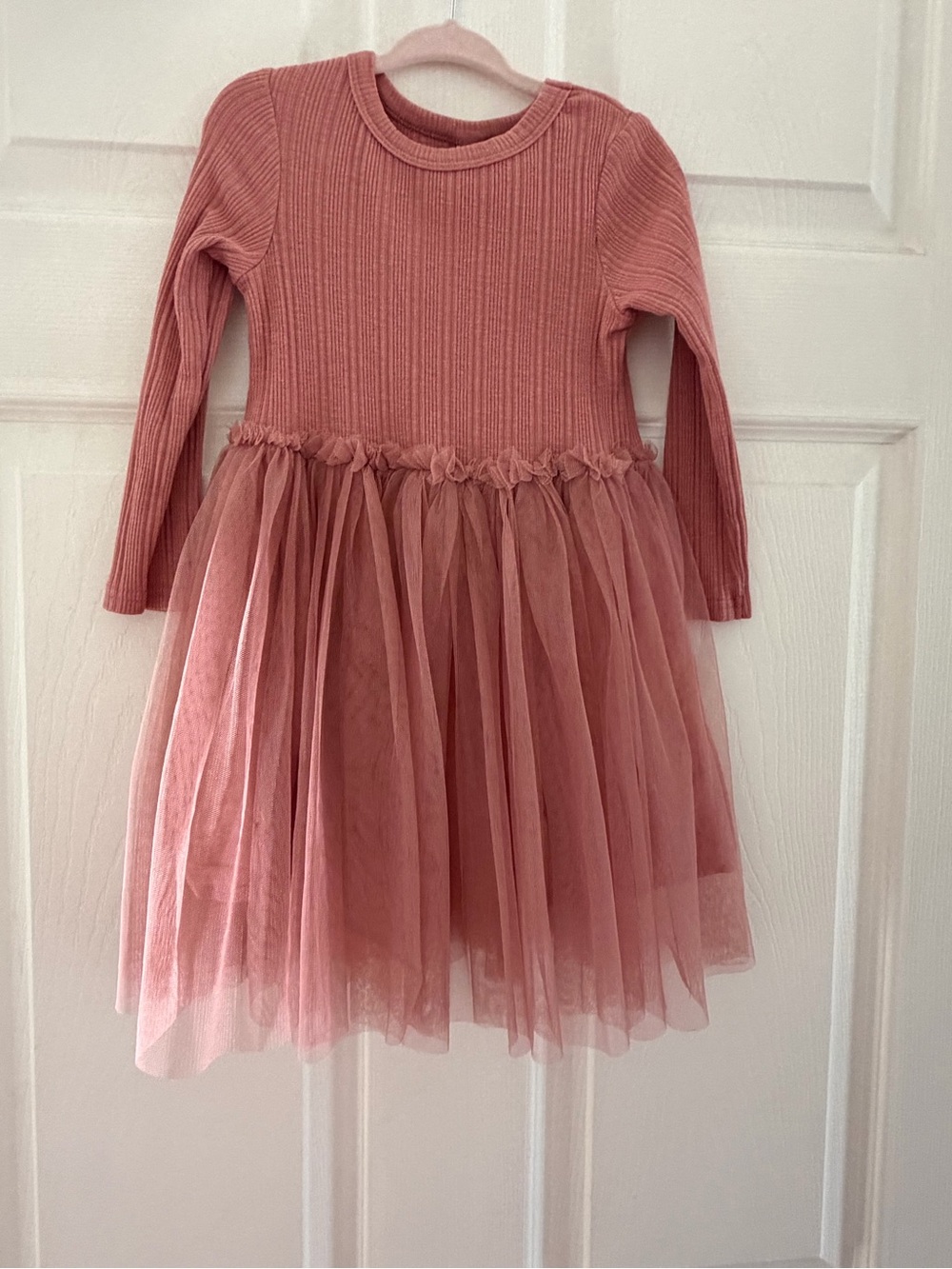 Cotton On Girls Dusty Rose Knit & Tulle Dress